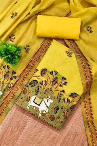 embroidered cotton unstitched dress material