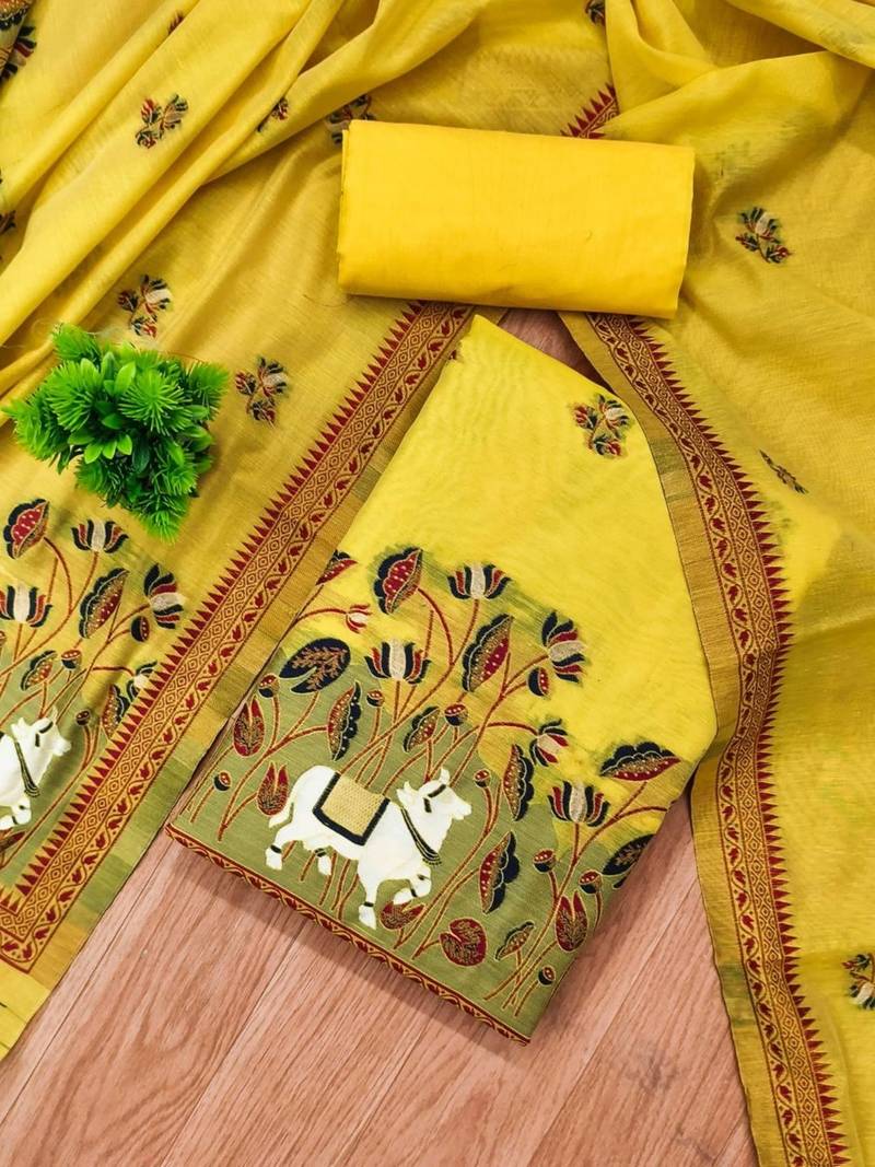 embroidered cotton unstitched dress material