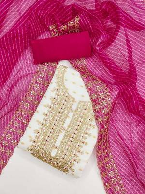 embroidered zari unstitched dress material 1