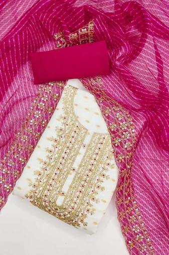 embroidered zari unstitched dress material
