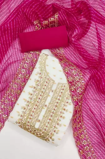 embroidered zari unstitched dress material