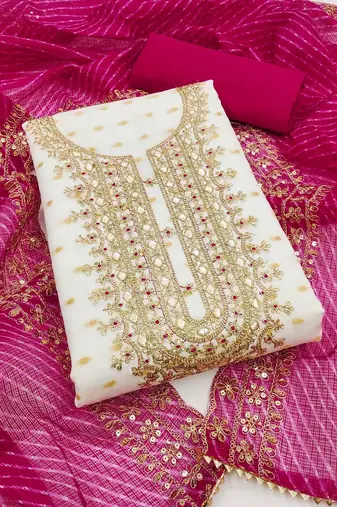 embroidered zari unstitched dress material