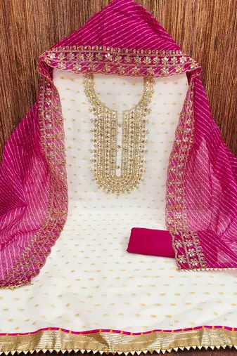 embroidered zari unstitched dress material