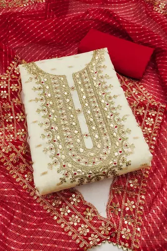 women embroidered unstitched dress material