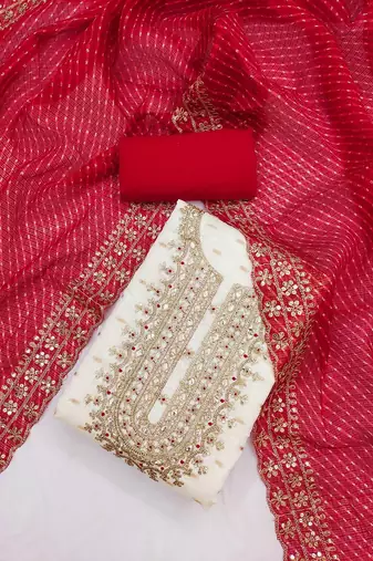 women embroidered unstitched dress material