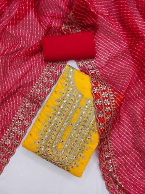 women embroidered unstitched dress material 1