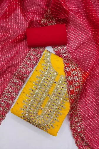 women embroidered unstitched dress material