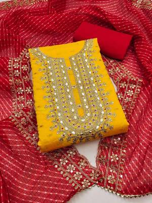 women embroidered unstitched dress material 2