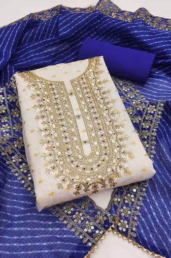 embroidered zari unstitched dress material