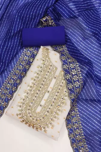 embroidered zari unstitched dress material