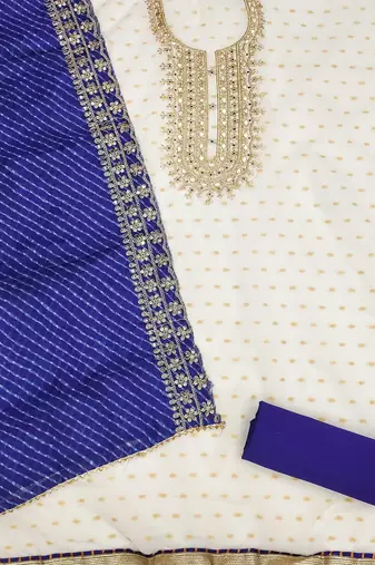 embroidered zari unstitched dress material