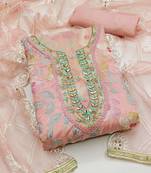 floral embroidered organza unstitched dress material