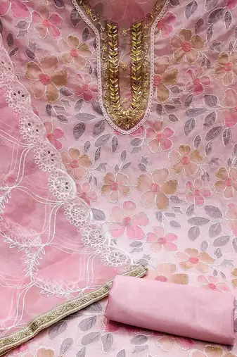floral printed beads and stones unstitched dress material