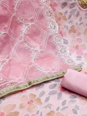 floral printed beads and stones unstitched dress material 5