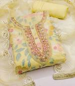 floral embroidered organza unstitched dress material