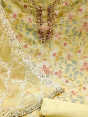 floral embroidered organza unstitched dress material 4