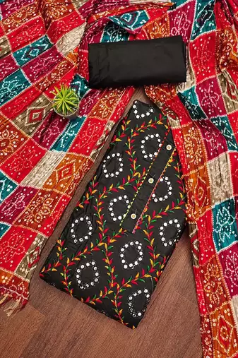 embroidered cotton unstitched dress material