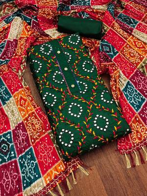 ethnic motifs embroidered cotton unstitched dress material 1
