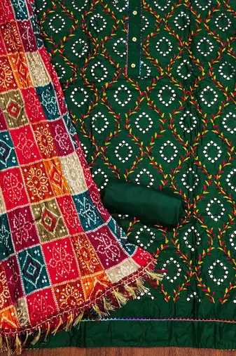 ethnic motifs embroidered cotton unstitched dress material