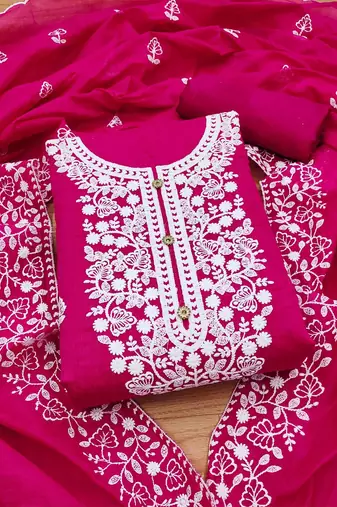 ethnic motifs embroidered unstitched dress material