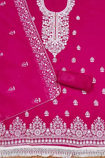 ethnic motifs embroidered unstitched dress material