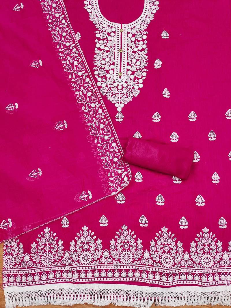 ethnic motifs embroidered unstitched dress material