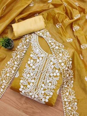 ethnic motifs embroidered unstitched dress material 1