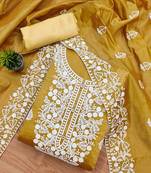 ethnic motifs embroidered unstitched dress material