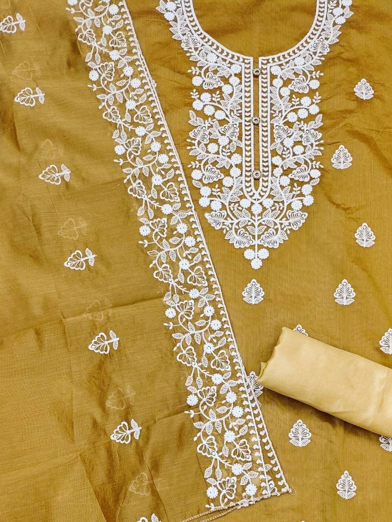 ethnic motifs embroidered unstitched dress material