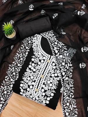 ethnic motifs embroidered unstitched dress material 1