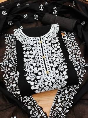 ethnic motifs embroidered unstitched dress material 2