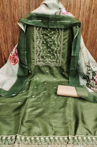 embroidered unstitched dress material