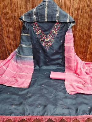 embroidered unstitched dress material 2
