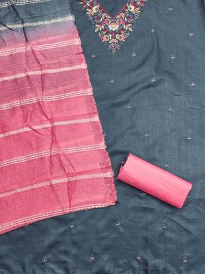 embroidered unstitched dress material 3