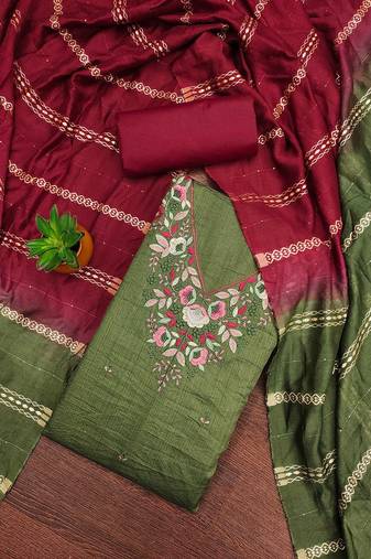 embroidered unstitched dress material