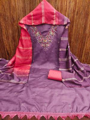 embroidered unstitched dress material 2