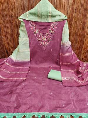 embroidered unstitched dress material 3
