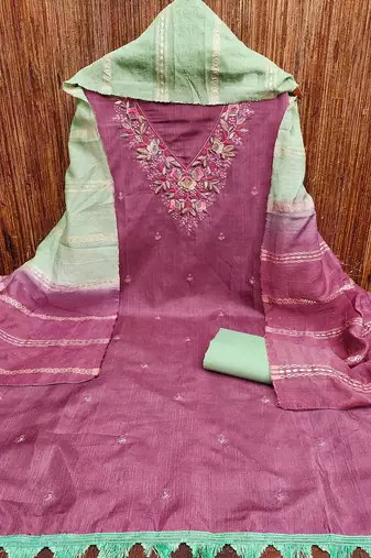 embroidered unstitched dress material