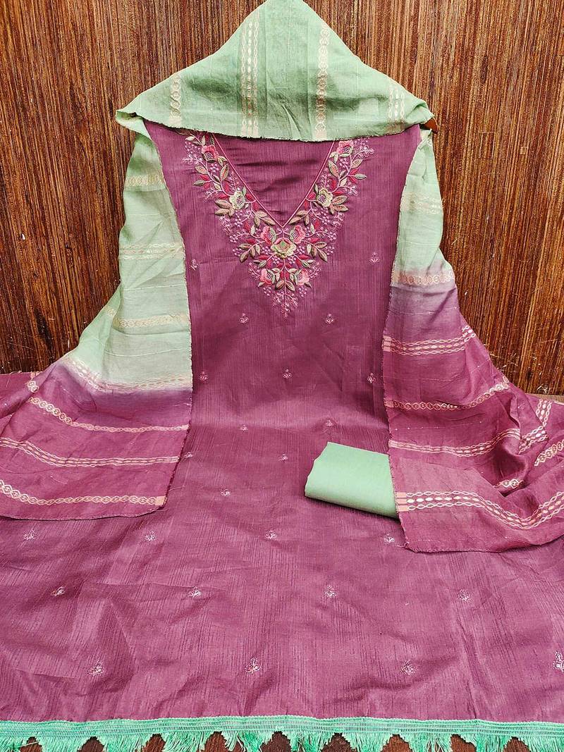 embroidered unstitched dress material