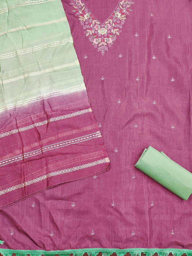 embroidered unstitched dress material