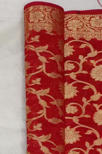 off white floral woven design unstitched dress material
