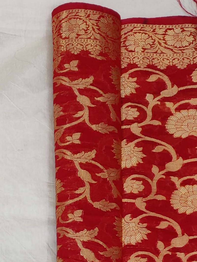 off white floral woven design unstitched dress material