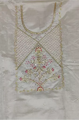 grey & red unstitched dress material
