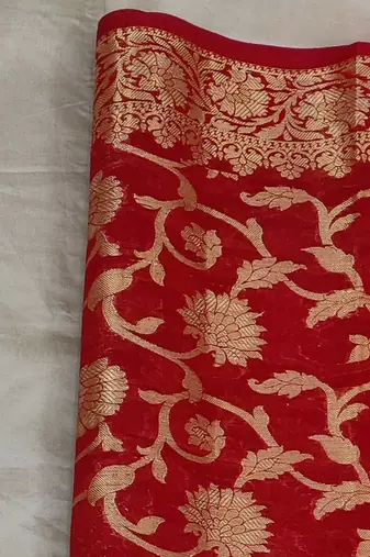 grey & red unstitched dress material