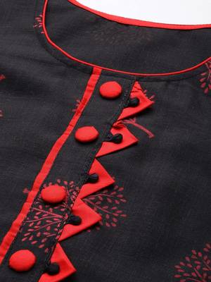 black & red printed unstitched dress material 2