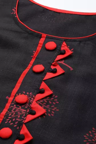 black & red printed unstitched dress material