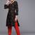 black & red printed unstitched dress material