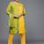green & yellow printed unstitched dress material