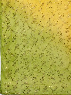 green & yellow printed unstitched dress material 4
