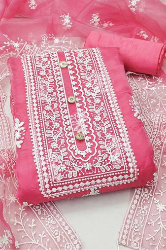 embroidered organza unstitched dress material